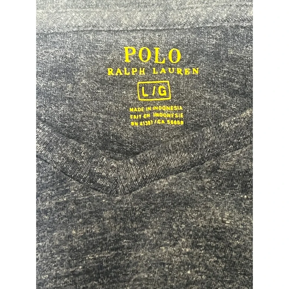 Polo Ralph Lauren T-Shirt Mens L Blue Excellence Long Sleeve V-Neck Cotton Pony
